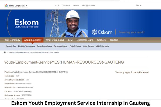 Eskom Youth Employment Service Internship in Gauteng