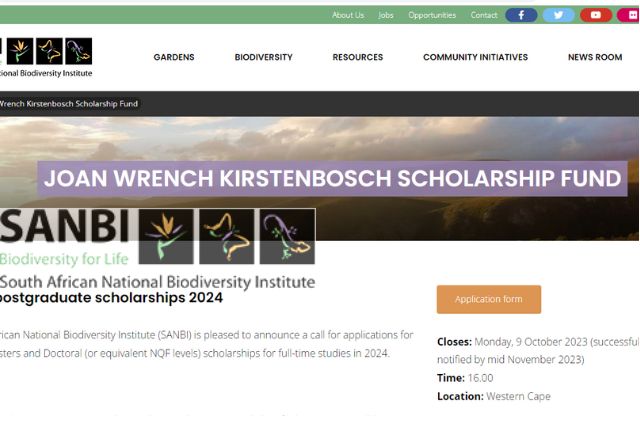 JOAN WRENCH KIRSTENBOSCH SCHOLARSHIP FUND 2024