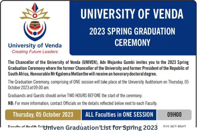 Univen Graduation List for Spring 2023