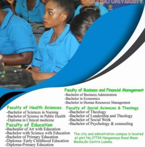 List of Courses Offered at Chreso University, CU Zambia: 2024/2025