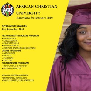 Africa Christian University, ACU Online Application Forms - 2024/2025 Admission