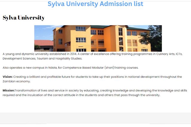 Sylva University Announces Admission List