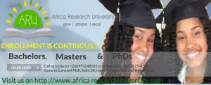 Africa Research University, ARU Admission Requirements: 2024/2025